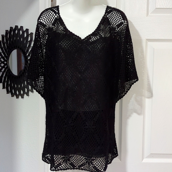VINTAGE SASSY THAI CROCHET COVER-UP WITH UNDER LINER /TOP XL - Picture 1 of 5